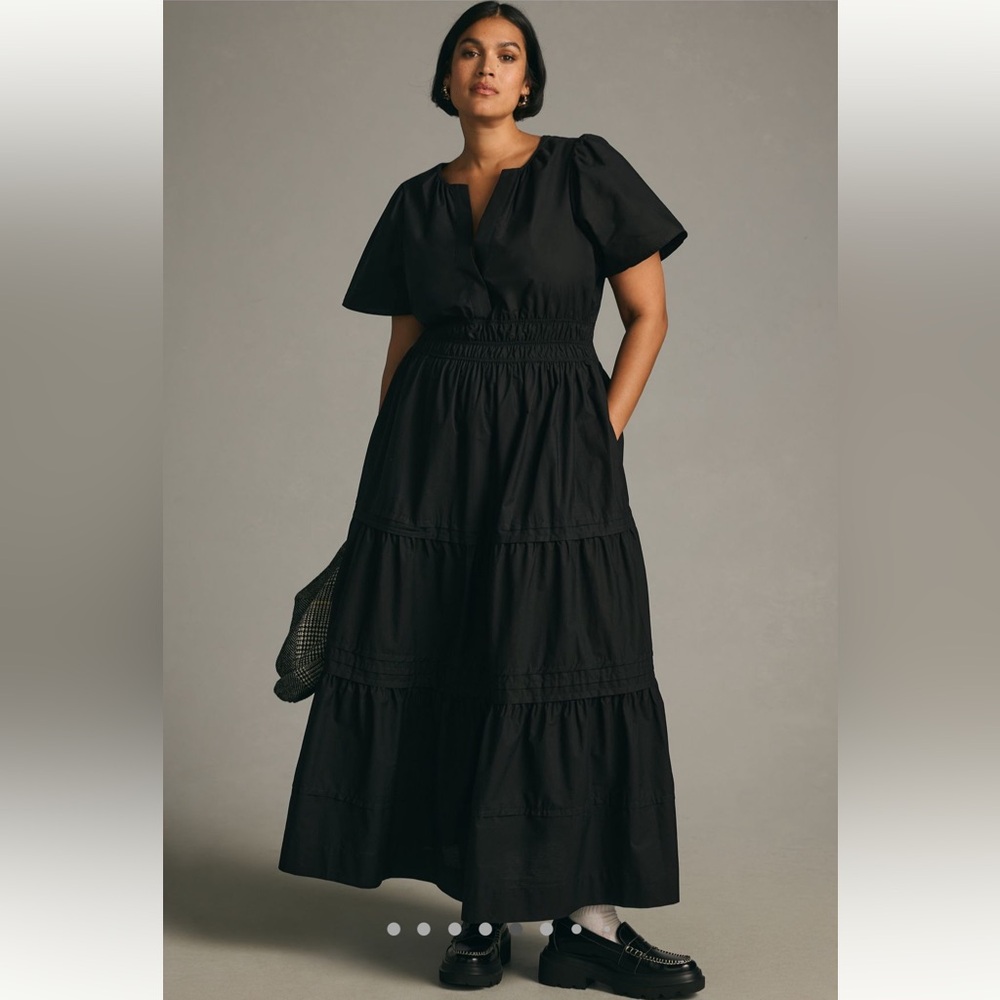 Anthropologie Black Tiered Maxi Dress
